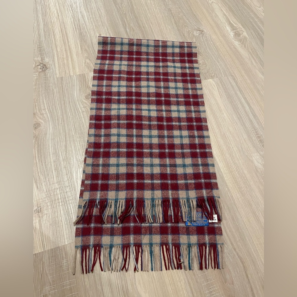 Pendleton wool virgin vintage plaid fringe scarf